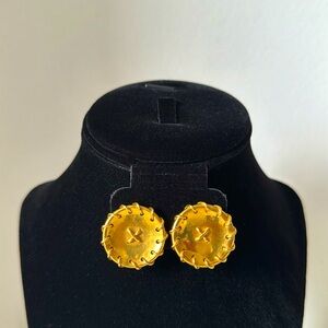 ❌SOLD❌ HERMES RARE Button Gold Tone Earrings with box in Excellent condition